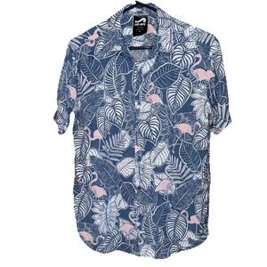 Surf Style Button Down Tropical Flamingo Shirt Men’s Size Medium 100% Rayon